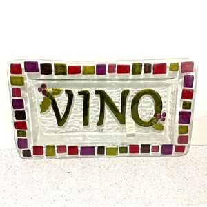 Silvestri Fused Glass Platter VINO Serving Tray by Lori Siebert Wine Cocktails